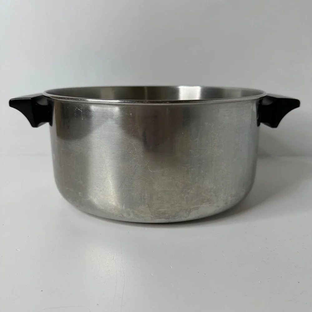 Revere Ware 2064 Stock Pot 4.5 Quart Stainless Disc Bottom Dual Handle Korea 93A